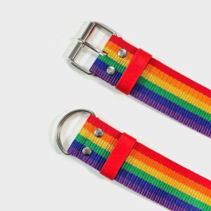 Gay pride Woven Rainbow belt, with buckle or tension lock closure