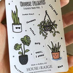 Houseplant kawaii sticker pack. Featuring four different houseplants in cute poses.