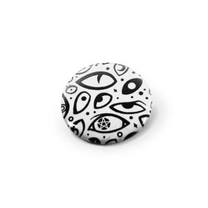 Single Eyes Pin back button with mysterious eye designs.