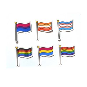 Variety of mini pride flag stickers.