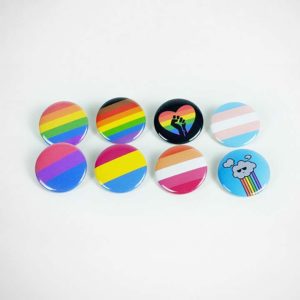 Various Pride Flag Pinback Buttons. Gay, Trans, Lesbian, Bisexual, Pansexual and Transgender.