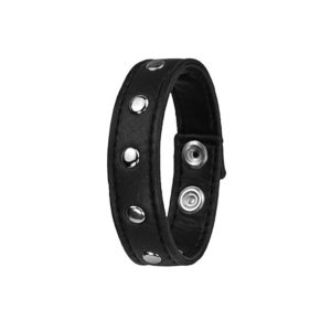 gothic wristband. 3/4 inch wide faux leather band lined with flat stud rivets.