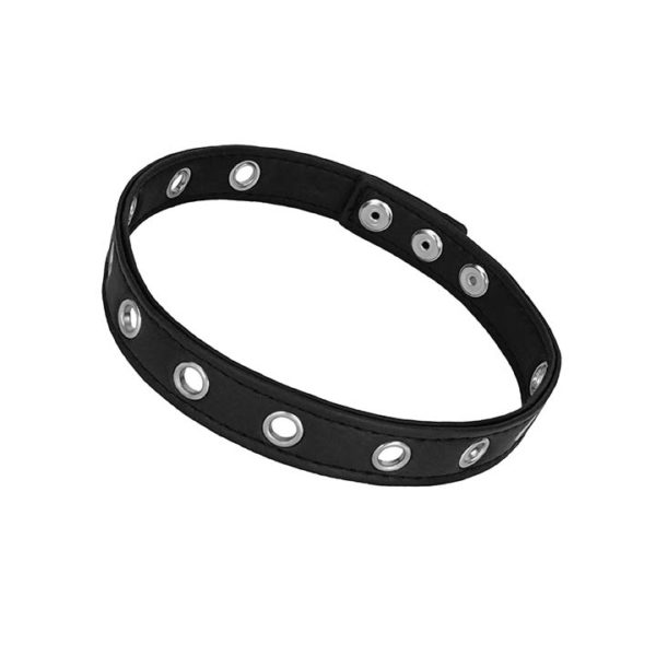 Gothic punk choker necklace. Black band lined with grommets.