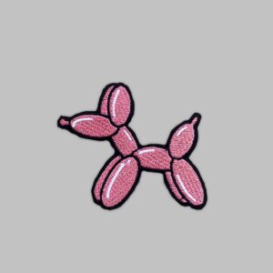 Pink Balloon Dog Embroidery Patch.