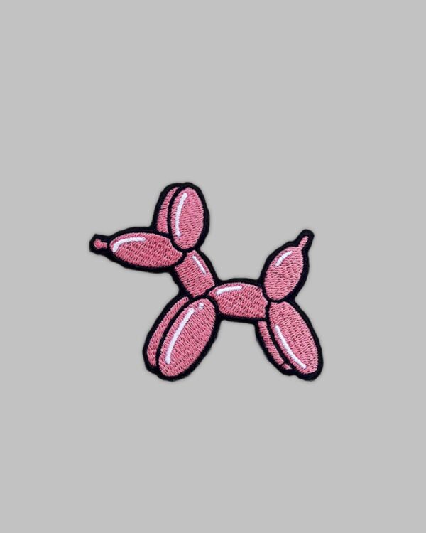 Pink Balloon Dog Embroidery Patch.